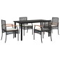 vidaXL 5-tlg. Garten-Essgruppe mit Kissen Schwarz Poly Rattan vidaXL 5-tlg. Garten-Essgruppe mit Kissen Schwarz Poly Rattan