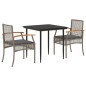 vidaXL 3-tlg. Garten-Essgruppe mit Kissen Grau Poly Rattan vidaXL 3-tlg. Garten-Essgruppe mit Kissen Grau Poly Rattan
