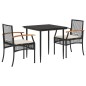 vidaXL 3-tlg. Garten-Essgruppe mit Kissen Schwarz Poly Rattan vidaXL 3-tlg. Garten-Essgruppe mit Kissen Schwarz Poly Rattan