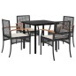 vidaXL 5-tlg. Garten-Essgruppe mit Kissen Schwarz Poly Rattan vidaXL 5-tlg. Garten-Essgruppe mit Kissen Schwarz Poly Rattan