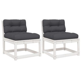 vidaXL Gartensofas mit Kissen 2 Stk. Weiß Massivholz Kiefer