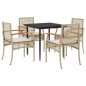 vidaXL 5-tlg. Garten-Essgruppe mit Kissen Beige Poly Rattan vidaXL 5-tlg. Garten-Essgruppe mit Kissen Beige Poly Rattan