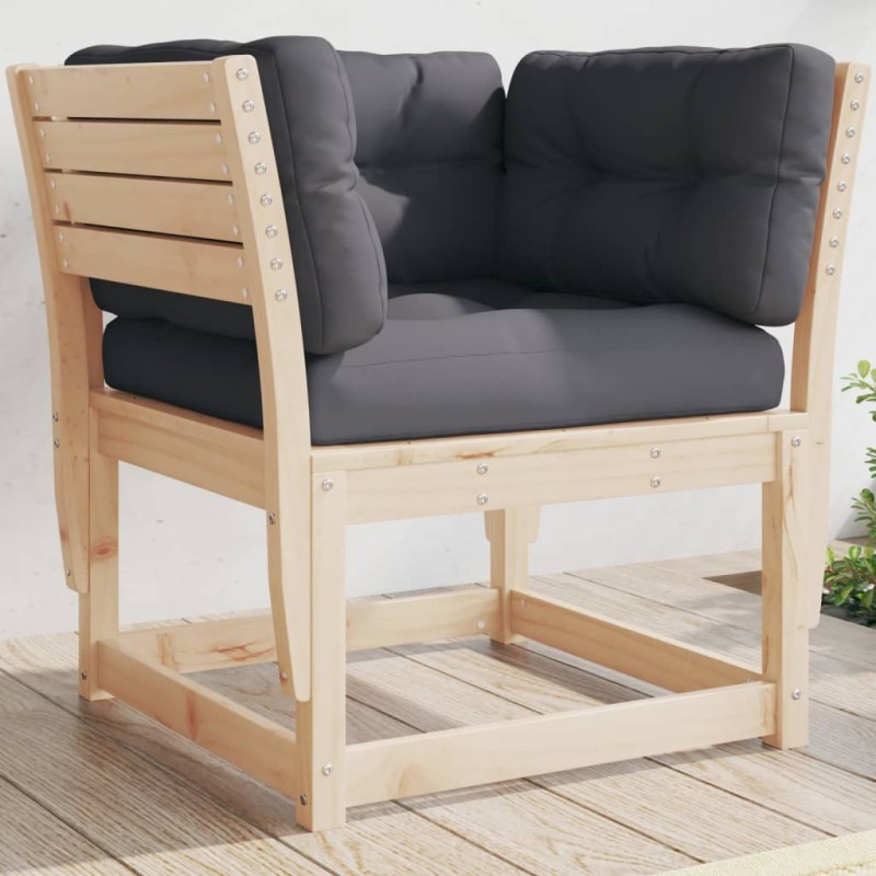 vidaXL Gartensofa mit Armlehnen und Kissen Massivholz Kiefer vidaXL Gartensofa mit Armlehnen und Kissen Massivholz Kiefer