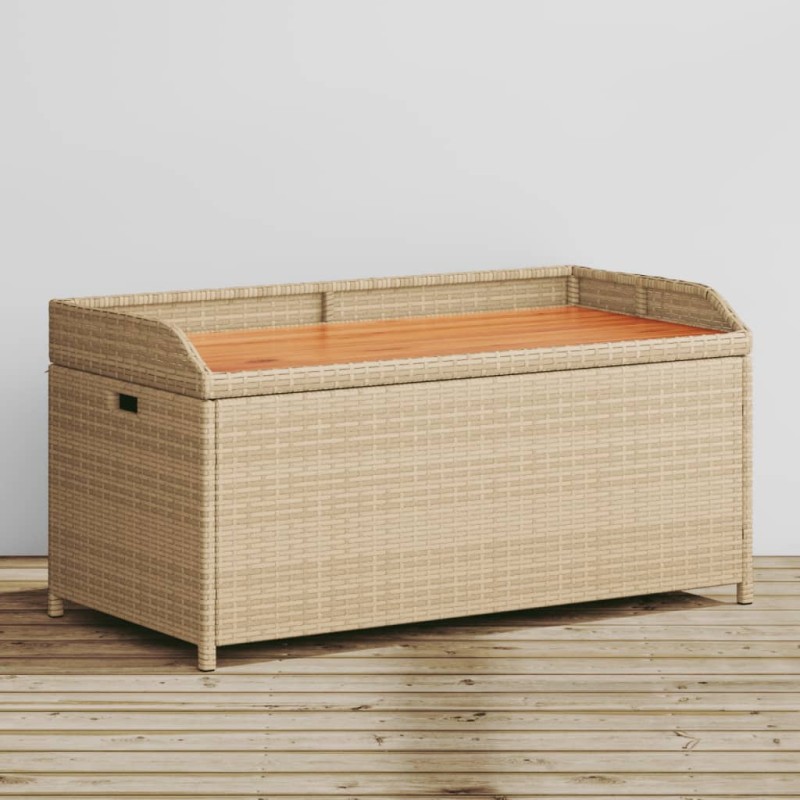vidaXL Bank mit Stauraum Beige 100x50x52 cm Poly Rattan Akazienholz vidaXL Bank mit Stauraum Beige 100x50x52 cm Poly Rattan Akazienholz
