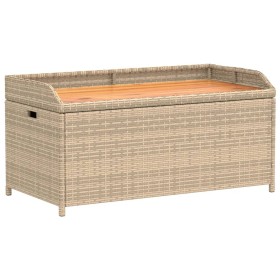 vidaXL Bank mit Stauraum Beige 100x50x52 cm Poly Rattan Akazienholz