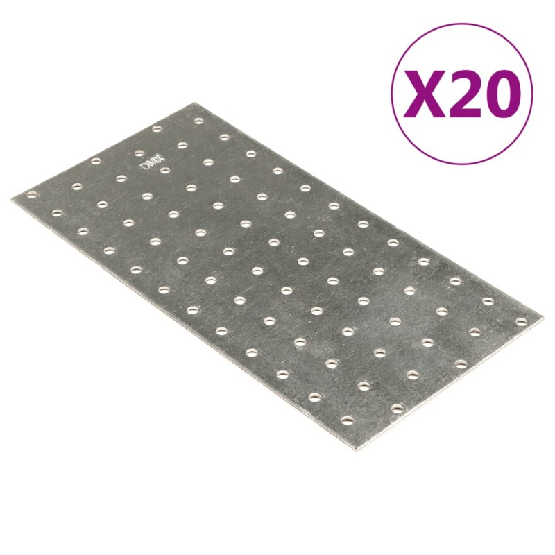 vidaXL Lochplatten 20 Stk. 2 mm 240x120 mm Verzinkter Stahl vidaXL Lochplatten 20 Stk. 2 mm 240x120 mm Verzinkter Stahl