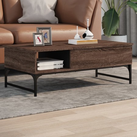 vidaXL Couchtisch Braun Eichen-Optik 100x50x35 cm Holzwerkstoff Metall