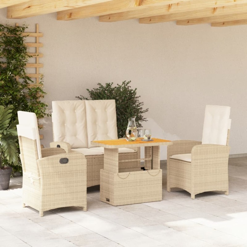 vidaXL 4-tlg. Garten-Essgruppe mit Kissen Beige Poly Rattan vidaXL 4-tlg. Garten-Essgruppe mit Kissen Beige Poly Rattan