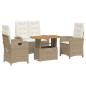 vidaXL 4-tlg. Garten-Essgruppe mit Kissen Beige Poly Rattan vidaXL 4-tlg. Garten-Essgruppe mit Kissen Beige Poly Rattan