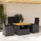 vidaXL 4-tlg. Garten-Essgruppe mit Kissen Schwarz Poly Rattan vidaXL 4-tlg. Garten-Essgruppe mit Kissen Schwarz Poly Rattan