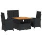 vidaXL 4-tlg. Garten-Essgruppe mit Kissen Schwarz Poly Rattan vidaXL 4-tlg. Garten-Essgruppe mit Kissen Schwarz Poly Rattan