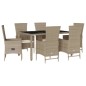 vidaXL 7-tlg. Garten-Essgruppe mit Kissen Beige Poly Rattan vidaXL 7-tlg. Garten-Essgruppe mit Kissen Beige Poly Rattan