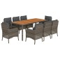 vidaXL 9-tlg. Garten-Essgruppe mit Kissen Grau Poly Rattan vidaXL 9-tlg. Garten-Essgruppe mit Kissen Grau Poly Rattan
