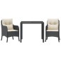 vidaXL 3-tlg. Garten-Essgruppe mit Kissen Schwarz Poly Rattan vidaXL 3-tlg. Garten-Essgruppe mit Kissen Schwarz Poly Rattan