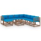 9-tlg. Garten-Lounge-Set mit Kissen Hellblau 9-tlg. Garten-Lounge-Set mit Kissen Hellblau