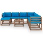 9-tlg. Garten-Lounge-Set mit Kissen Hellblau 9-tlg. Garten-Lounge-Set mit Kissen Hellblau