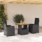 vidaXL 3-tlg. Garten-Essgruppe mit Kissen Schwarz Poly Rattan vidaXL 3-tlg. Garten-Essgruppe mit Kissen Schwarz Poly Rattan