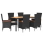 vidaXL 7-tlg. Garten-Essgruppe mit Kissen Schwarz Poly Rattan vidaXL 7-tlg. Garten-Essgruppe mit Kissen Schwarz Poly Rattan