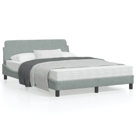 vidaXL Bettgestell mit Kopfteil Hellgrau 140x190 cm Samt