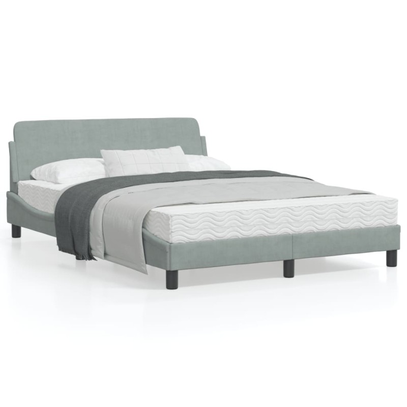 vidaXL Bettgestell ohne Matratze Hellgrau 140x190 cm Samt vidaXL Bettgestell ohne Matratze Hellgrau 140x190 cm Samt