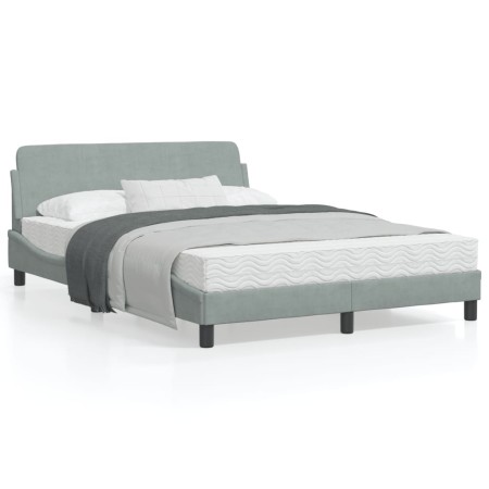 vidaXL Bettgestell ohne Matratze Hellgrau 140x190 cm Samt