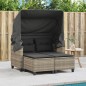 vidaXL Gartensofa 2-Sitzer mit Dach und Hockern Hellgrau Poly Rattan vidaXL Gartensofa 2-Sitzer mit Dach und Hockern Hellgrau Poly Rattan