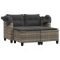 vidaXL Gartensofa 2-Sitzer mit Dach und Hockern Hellgrau Poly Rattan vidaXL Gartensofa 2-Sitzer mit Dach und Hockern Hellgrau Poly Rattan