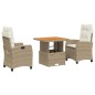 vidaXL 3-tlg. Garten-Essgruppe mit Kissen Beige Poly Rattan vidaXL 3-tlg. Garten-Essgruppe mit Kissen Beige Poly Rattan