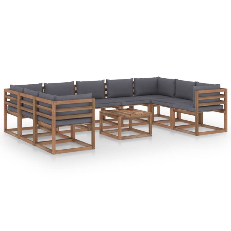 10-tlg. Garten-Lounge-Set mit Kissen in Anthrazit 10-tlg. Garten-Lounge-Set mit Kissen in Anthrazit