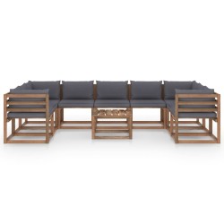 10-tlg. Garten-Lounge-Set mit Kissen in Anthrazit