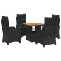 vidaXL 5-tlg. Garten-Essgruppe mit Kissen Schwarz Poly Rattan vidaXL 5-tlg. Garten-Essgruppe mit Kissen Schwarz Poly Rattan