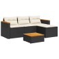 vidaXL 5tlg. Garten-Sofagarnitur mit Kissen Schwarz Poly Rattan Akazie vidaXL 5tlg. Garten-Sofagarnitur mit Kissen Schwarz Poly Rattan Akazie