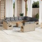 vidaXL 14-tlg. Garten-Sofagarnitur mit Kissen Beige Poly Rattan vidaXL 14-tlg. Garten-Sofagarnitur mit Kissen Beige Poly Rattan
