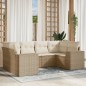 vidaXL 6-tlg. Garten-Sofagarnitur mit Kissen Beige Poly Rattan vidaXL 6-tlg. Garten-Sofagarnitur mit Kissen Beige Poly Rattan