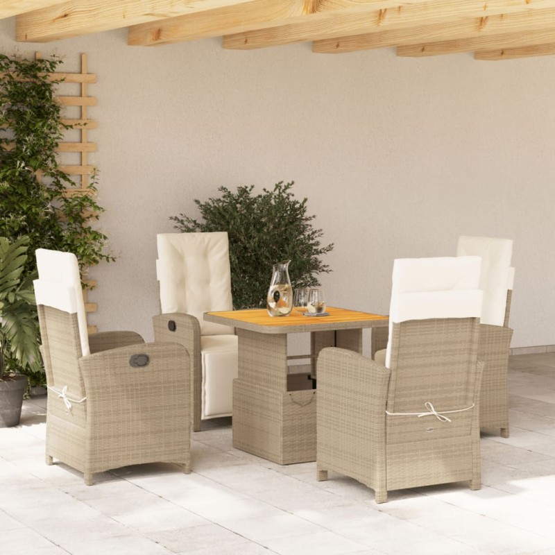 vidaXL 5-tlg. Garten-Essgruppe mit Kissen Beige Poly Rattan vidaXL 5-tlg. Garten-Essgruppe mit Kissen Beige Poly Rattan