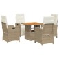 vidaXL 5-tlg. Garten-Essgruppe mit Kissen Beige Poly Rattan vidaXL 5-tlg. Garten-Essgruppe mit Kissen Beige Poly Rattan