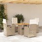 vidaXL 5-tlg. Garten-Essgruppe mit Kissen Beige Poly Rattan vidaXL 5-tlg. Garten-Essgruppe mit Kissen Beige Poly Rattan