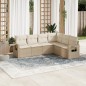 vidaXL 6-tlg. Garten-Sofagarnitur mit Kissen Beige Poly Rattan vidaXL 6-tlg. Garten-Sofagarnitur mit Kissen Beige Poly Rattan