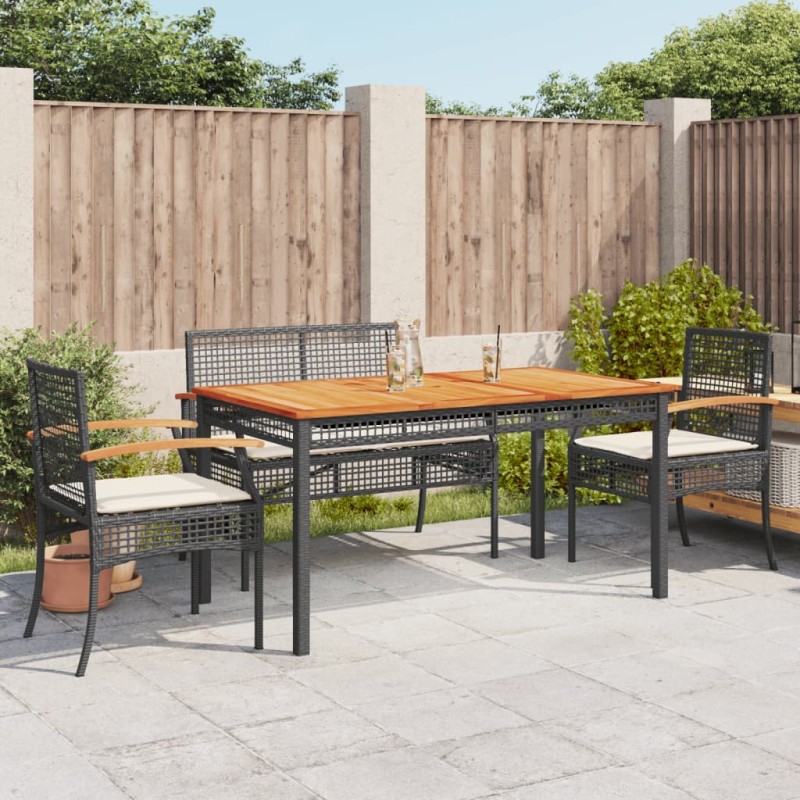 vidaXL 5-tlg. Garten-Essgruppe mit Kissen Schwarz Poly Rattan vidaXL 5-tlg. Garten-Essgruppe mit Kissen Schwarz Poly Rattan