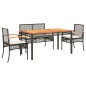 vidaXL 5-tlg. Garten-Essgruppe mit Kissen Schwarz Poly Rattan vidaXL 5-tlg. Garten-Essgruppe mit Kissen Schwarz Poly Rattan