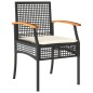 vidaXL 5-tlg. Garten-Essgruppe mit Kissen Schwarz Poly Rattan vidaXL 5-tlg. Garten-Essgruppe mit Kissen Schwarz Poly Rattan