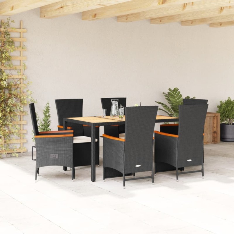 vidaXL 7-tlg. Garten-Essgruppe mit Kissen Schwarz Poly Rattan vidaXL 7-tlg. Garten-Essgruppe mit Kissen Schwarz Poly Rattan
