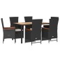vidaXL 7-tlg. Garten-Essgruppe mit Kissen Schwarz Poly Rattan vidaXL 7-tlg. Garten-Essgruppe mit Kissen Schwarz Poly Rattan