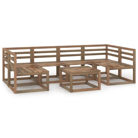 7-tlg. Garten-Lounge-Set Braun Imprägniertes Kiefernholz