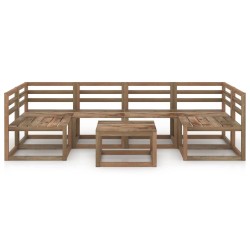 7-tlg. Garten-Lounge-Set Braun Imprägniertes Kiefernholz