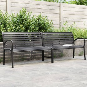 vidaXL Doppel-Gartenbank Schwarz 231 cm Stahl und WPC 