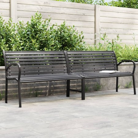 vidaXL Doppel-Gartenbank Schwarz 231 cm Stahl und WPC 