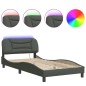 vidaXL Bettgestell mit LED Dunkelgrau 100x200 cm Stoff vidaXL Bettgestell mit LED Dunkelgrau 100x200 cm Stoff