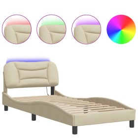 vidaXL Bettgestell mit LED Creme 80x200 cm Stoff