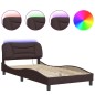 vidaXL Bettgestell mit LED Dunkelbraun 100x200 cm Stoff vidaXL Bettgestell mit LED Dunkelbraun 100x200 cm Stoff